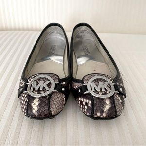 Michael Kors Fulton Moccasin Snakeskin Leather Flats, Size 6.5M